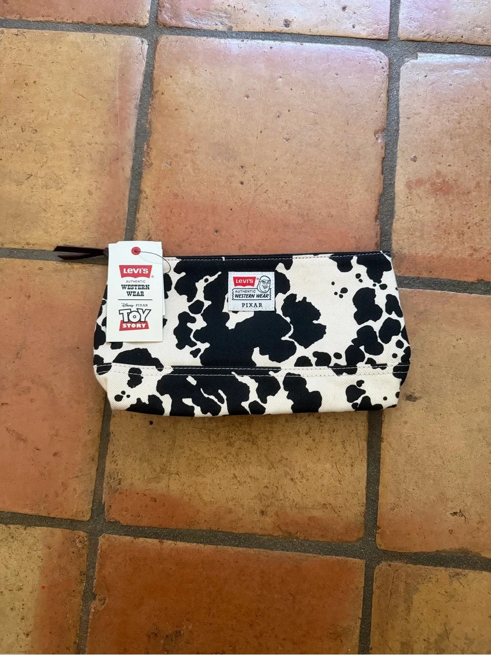 Levi's Cow Print Canvas Toiletry Pouch - Black & White